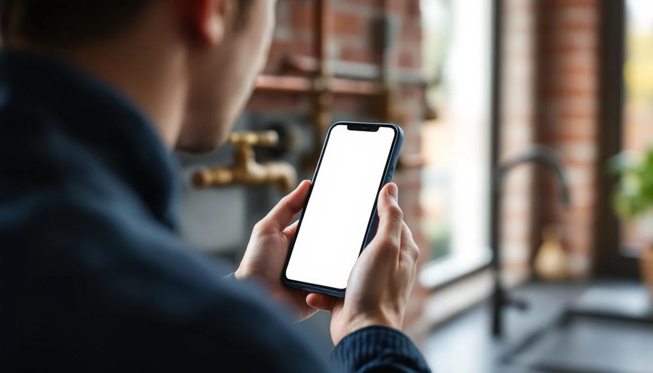 Customer reviewing a plumbing quote on their phone
