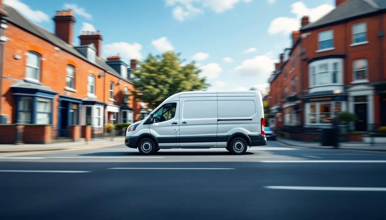 Plumber van driving through Cardiff city centre