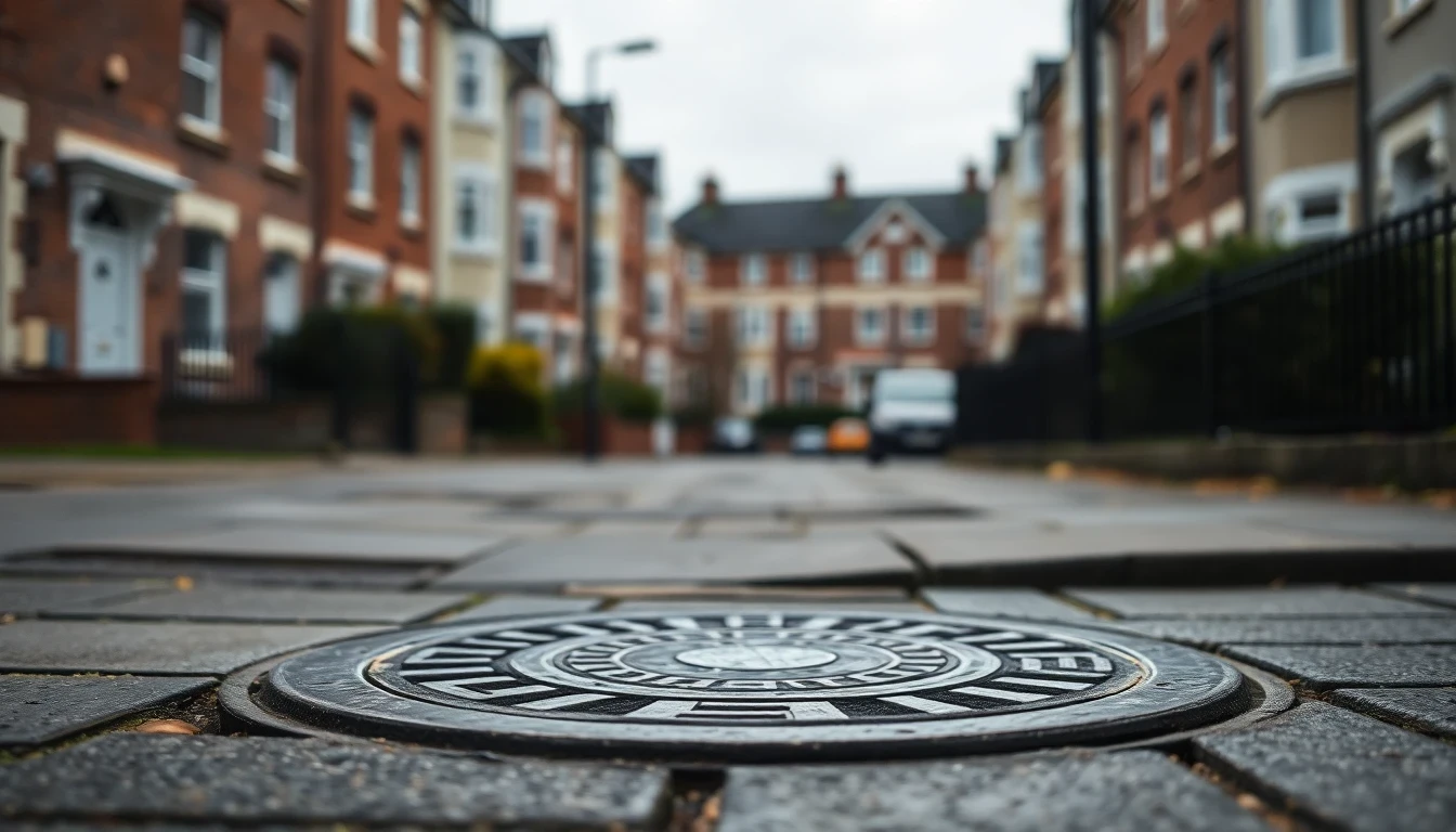 Open manhole on Cardiff suburban pavement
